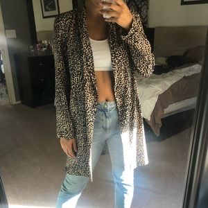 Topshop cheetah print longline blazer